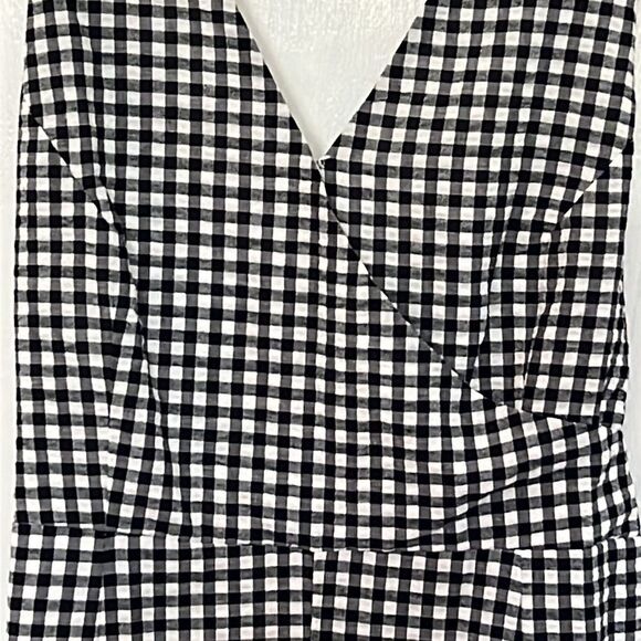 Banana republic women’s petite large black & white checked Wide leg Romper NWT - Picture 6 of 14